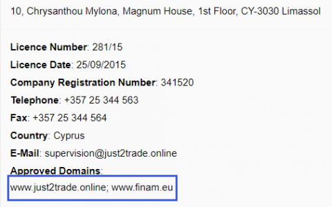 捷仕外汇疑似克隆并盗用CySEC监管公司信息