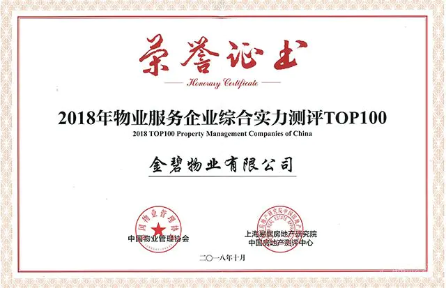 中国百强物业发布 恒大金碧物业名列第六