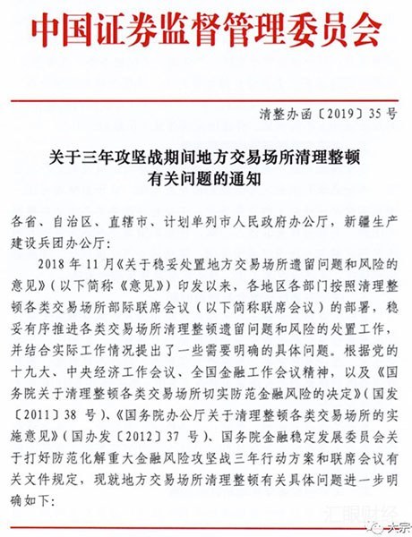 清整联办发35号文，为金交所定性，划定业务范围