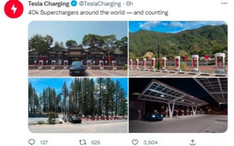 特斯拉：公司已有4万个超级充电站运行于世界各地